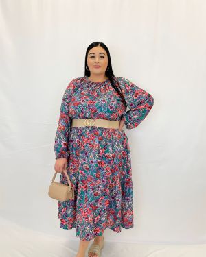 Floral Print Midi Dress 933078