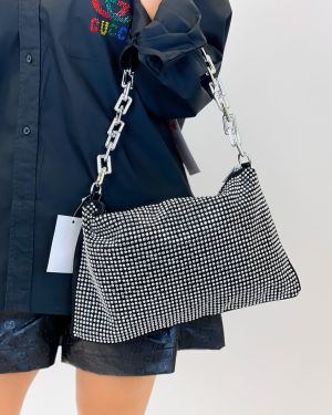 Silver Chain Black Purse