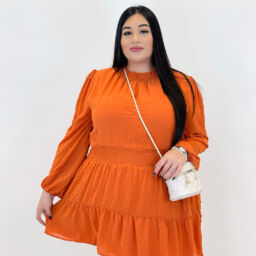 Waist Prarie Mini Dress 933089- Orange