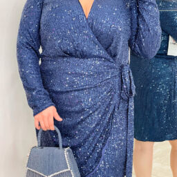 Sequin Collar Wrap Dress 933139 – Blue
