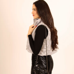 Rhinestone Bomber Vest 2096 – Grey