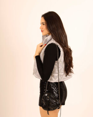 Rhinestone Bomber Vest 2096 – Grey