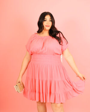 Coral Pink Flowy Dress 932349