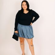 Glam V-Neck Sweater 934243 – Black
