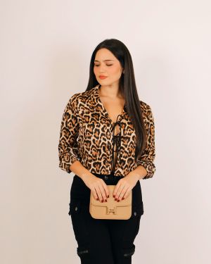 Leopard Satin Top w/ties 934327