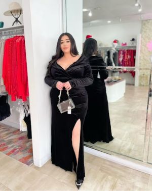 Blk Velvet Maxi Dress 934313