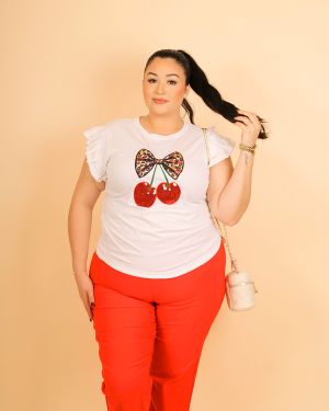Leopard Bow Cherry Tee 934377 – White