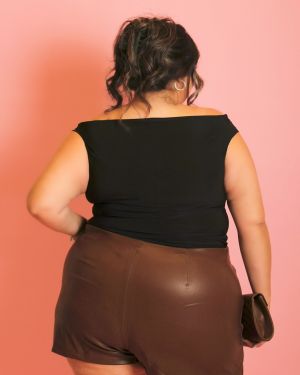 Brown Leather Skort 934910